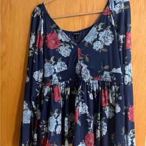 Torrid Navy Floral V-Neck Top